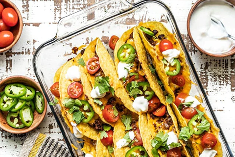 Baked Beef and Black Bean Tacos