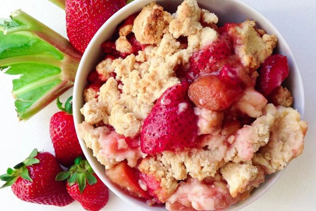 Strawberry Rhubarb Protein Crisp