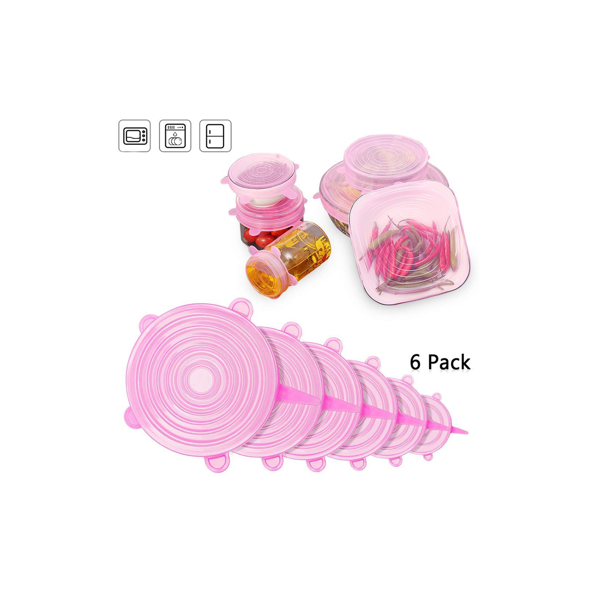 Silicone Food Lids - 6-Pack
