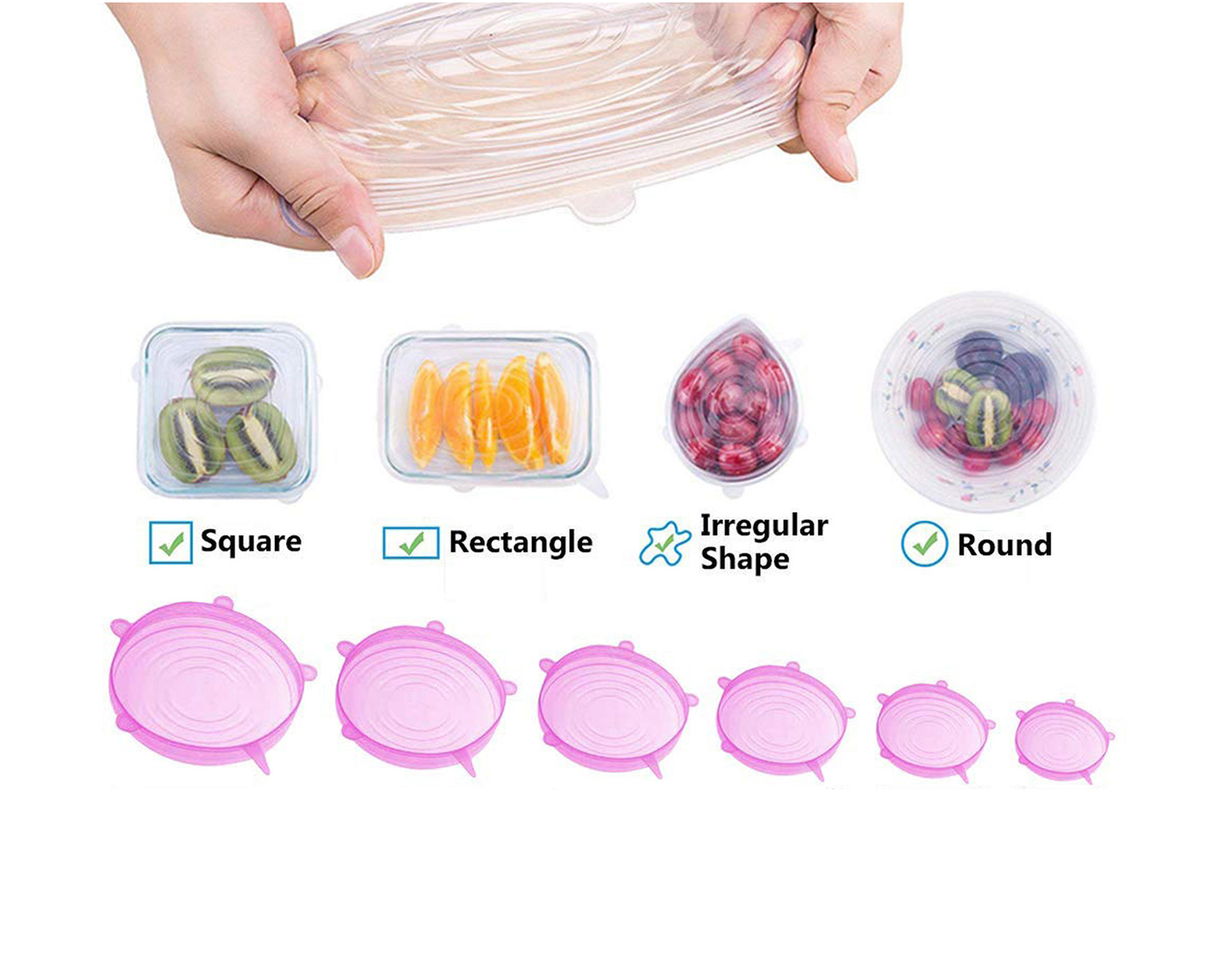 Silicone Food Lids - 6-Pack